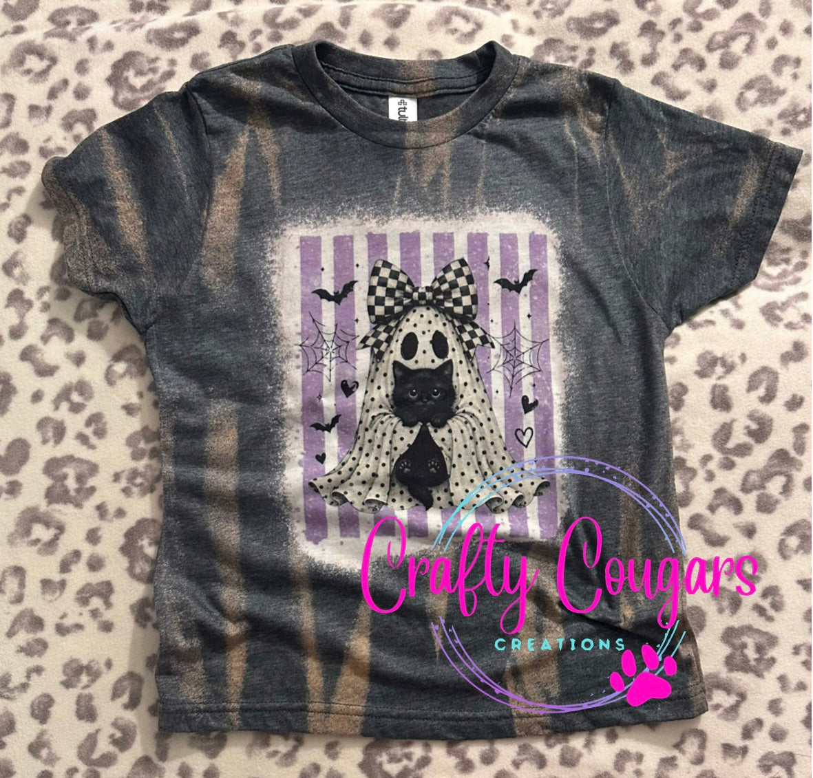 YOUTH- Ghost holding black cat T-shirt