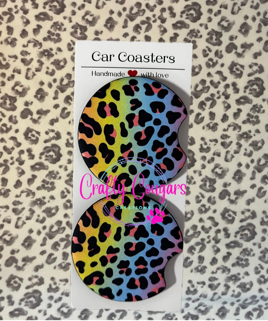Clearance- colorful leopard Car Coasters