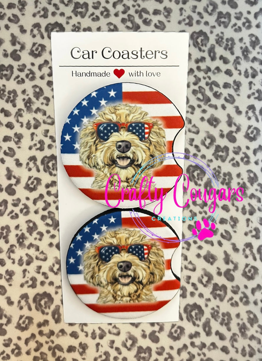 American Golden Doodle Car Coasters