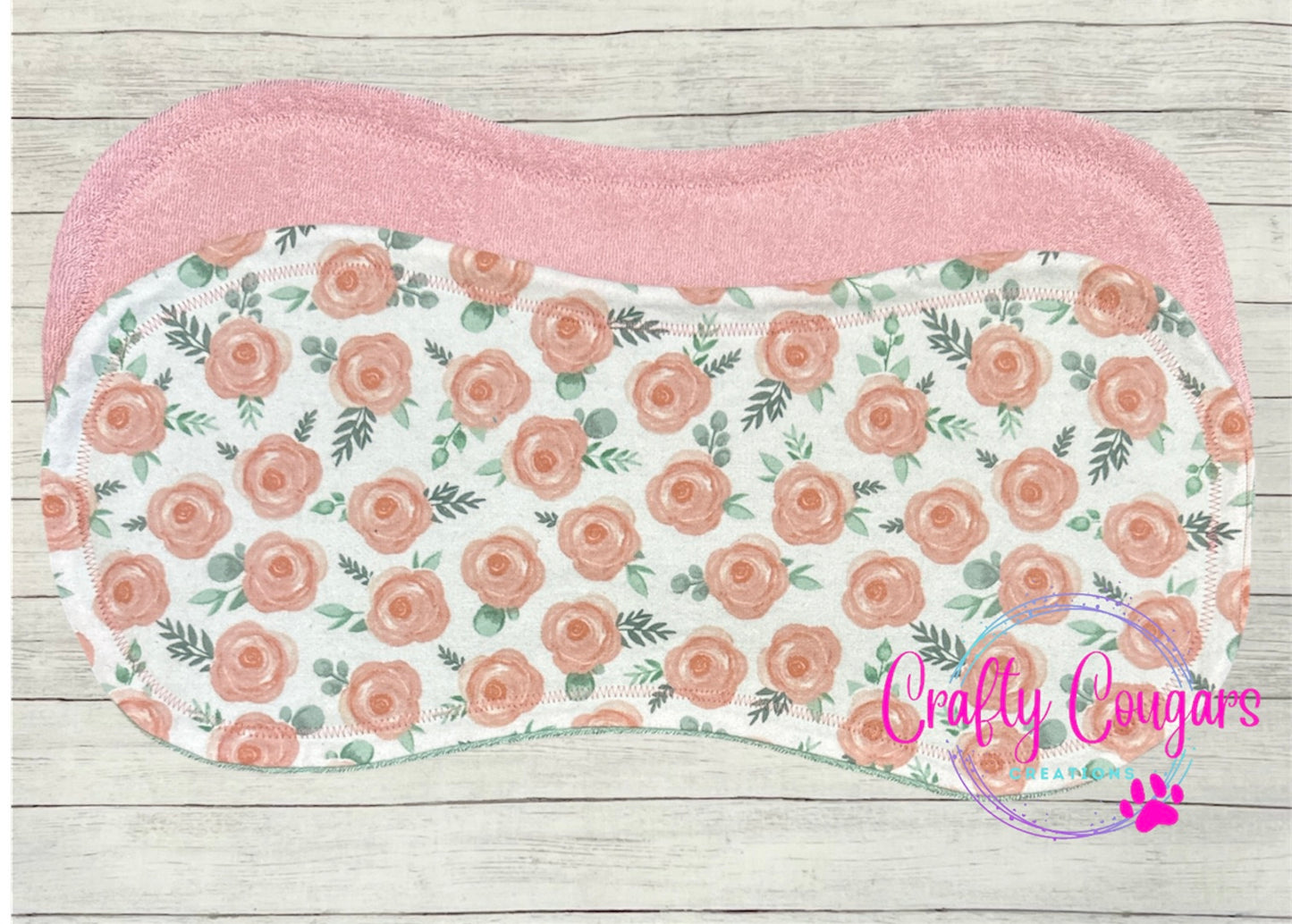 Sage and Pink Floral Burp Rag