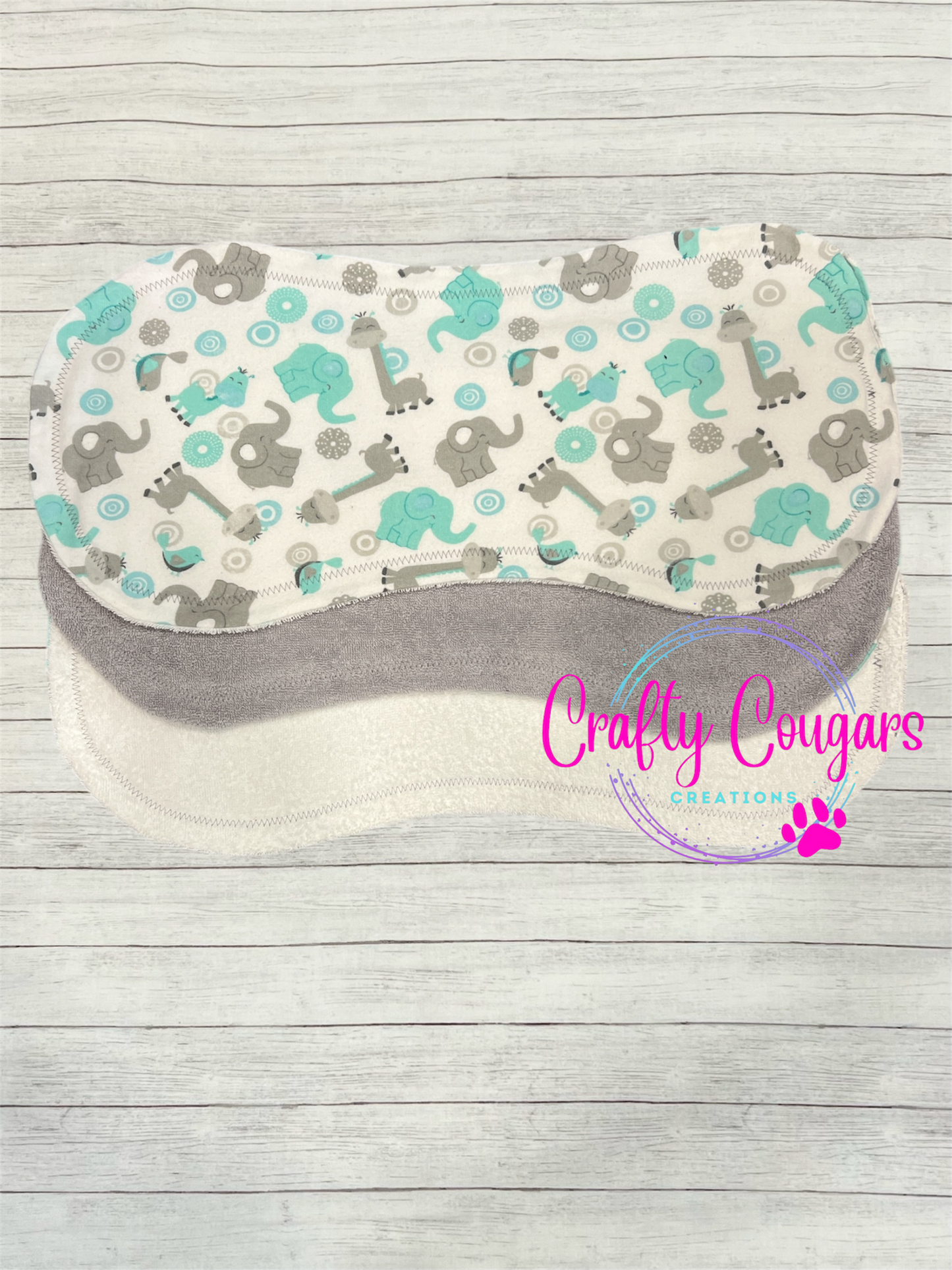 Elephants, Giraffes & Birds Burp Rag