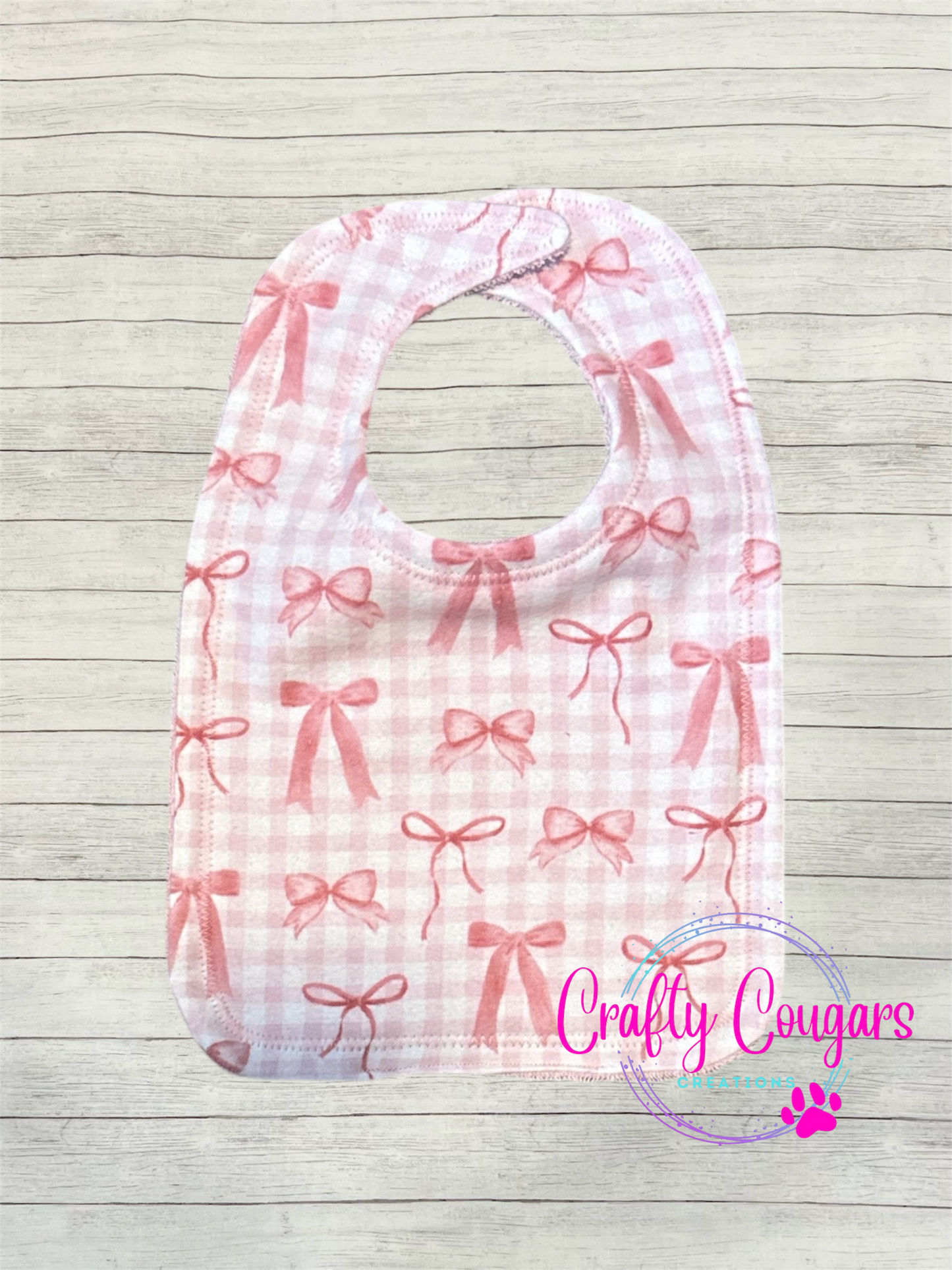 Pink Bows on Gingham Bib
