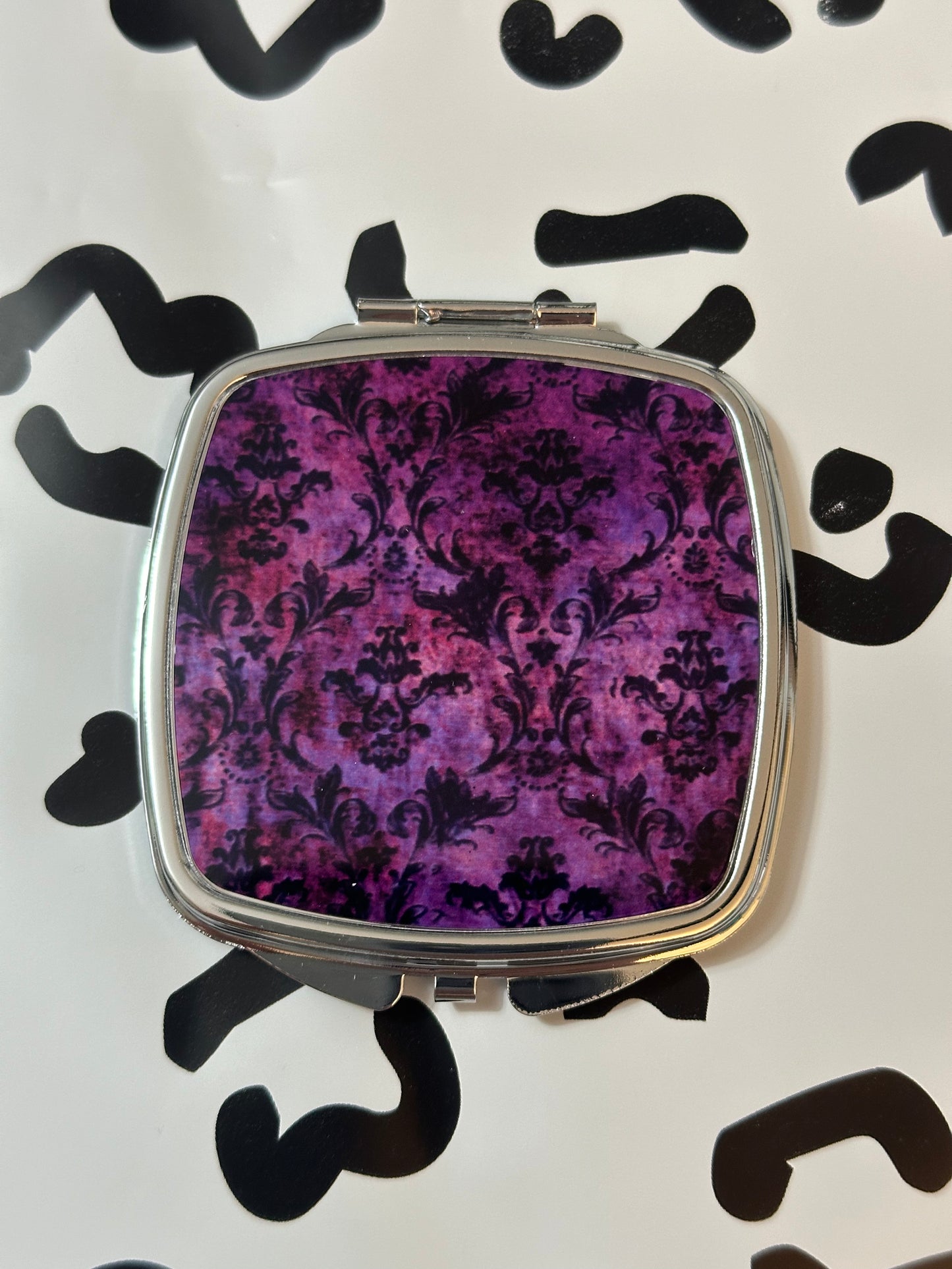 Vintage Purple Compact Mirror- Square