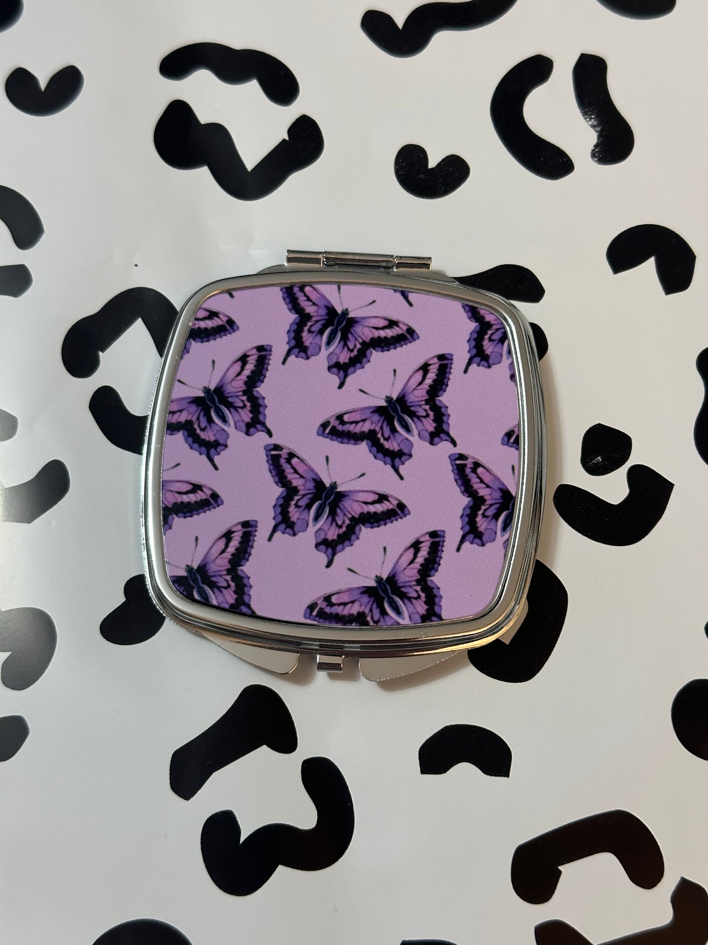 Purple Butterflies Compact Mirror- Square