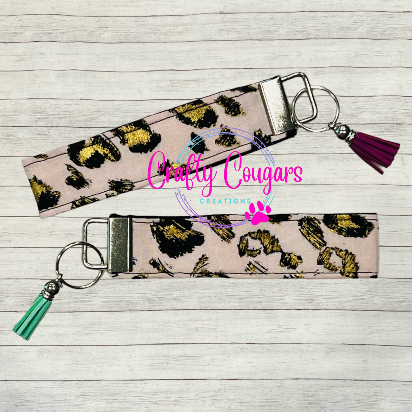 Pink and Gold Leopard Wristlet