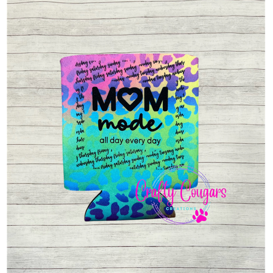 Mom Mode Bright Leopard Koozie
