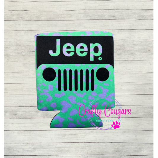 Green & Purple Leopard Jeep Koozie