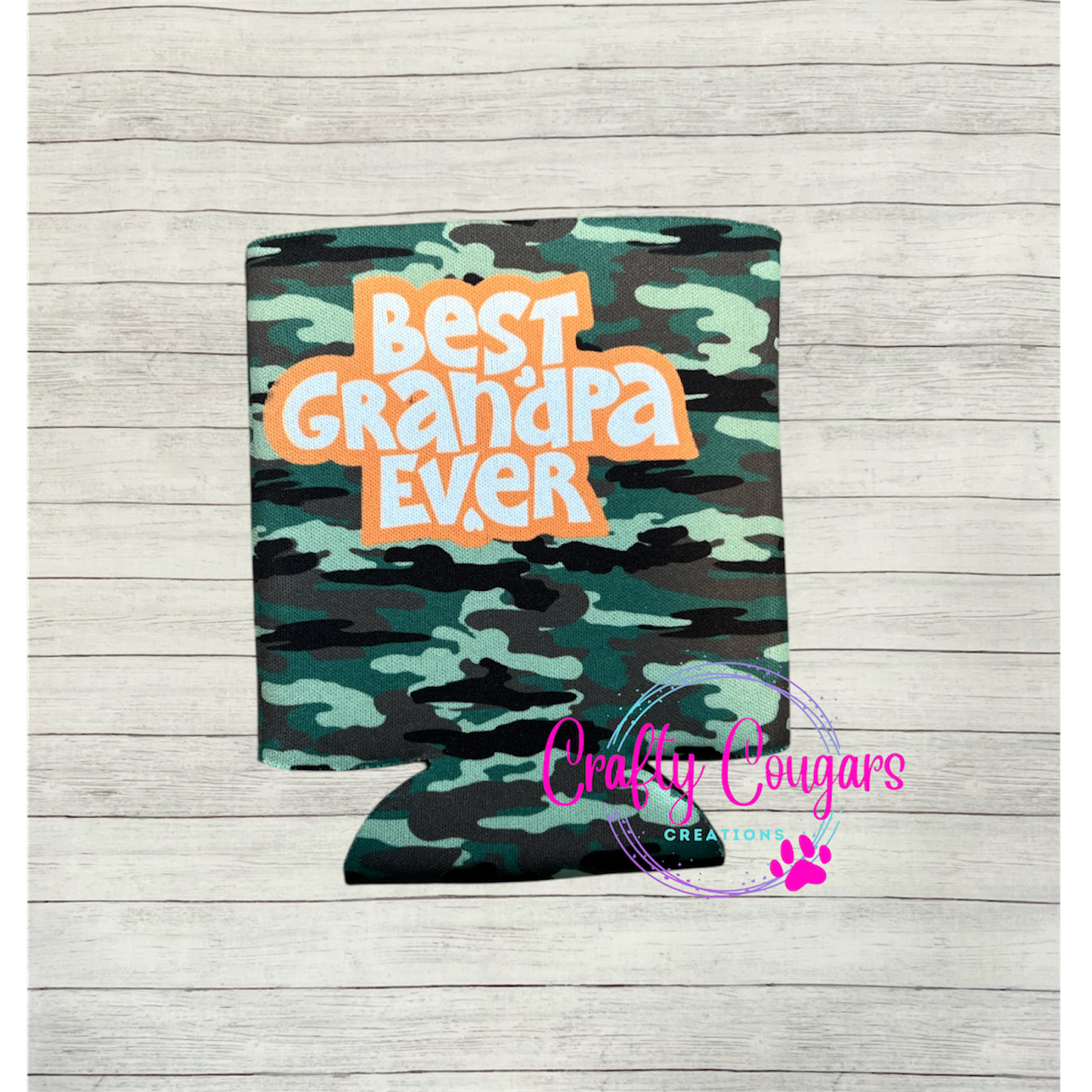 Camo Best Grandpa Ever Koozie