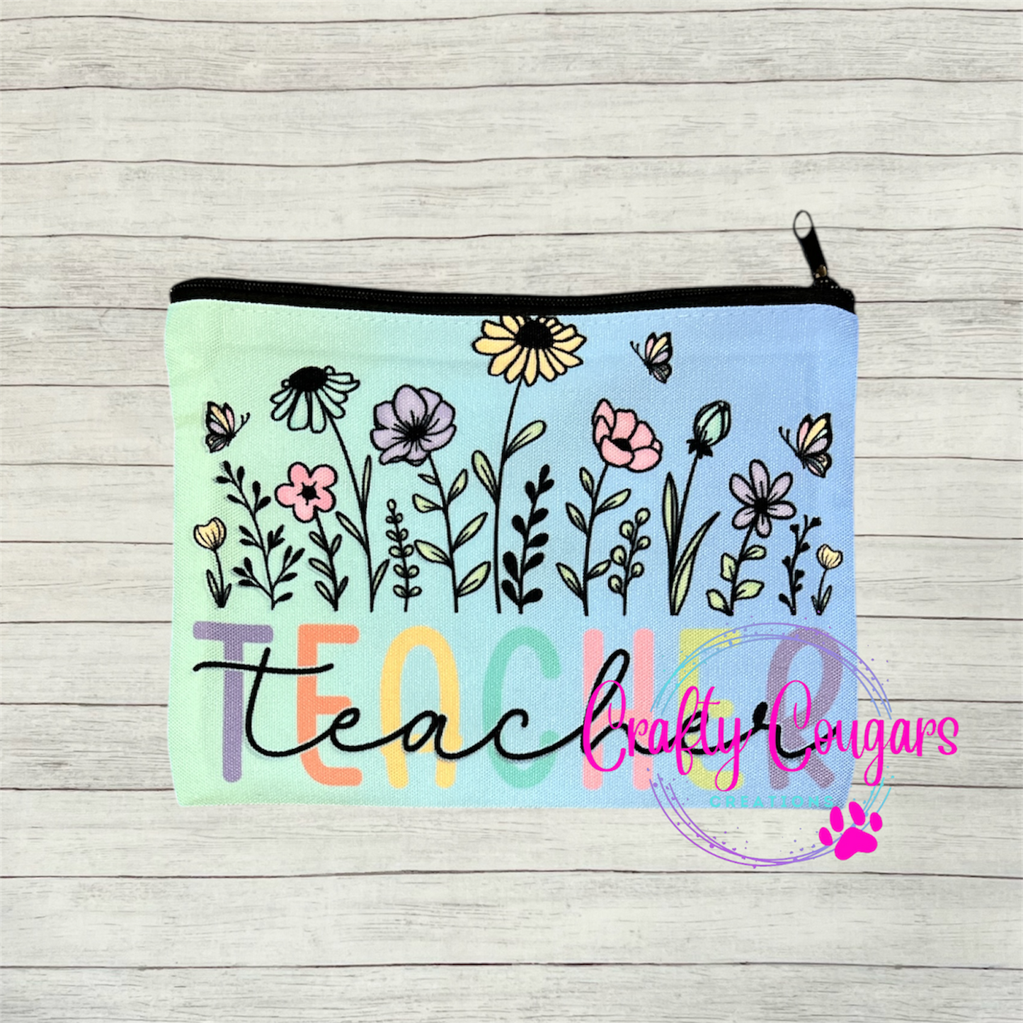 Floral Teacher Zipper Bag