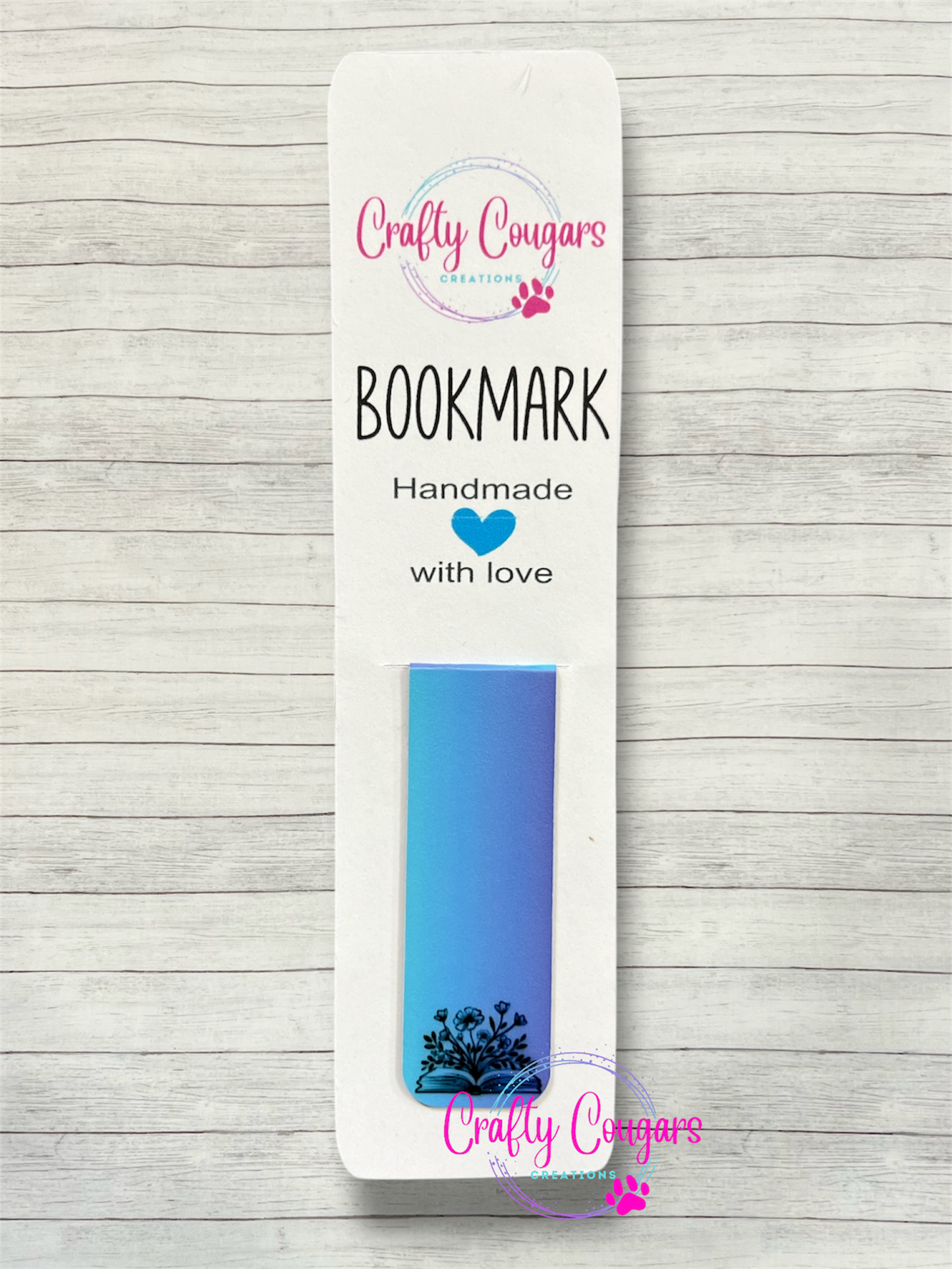 Teal/Purple Ombré Floral Book Bookmark