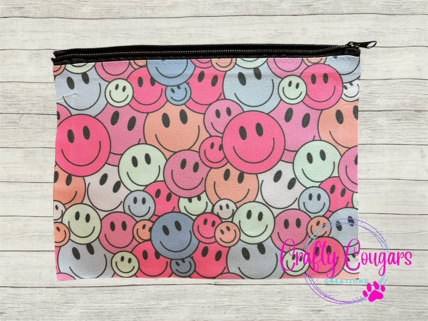Pastel Smiley Faces Zipper Bag