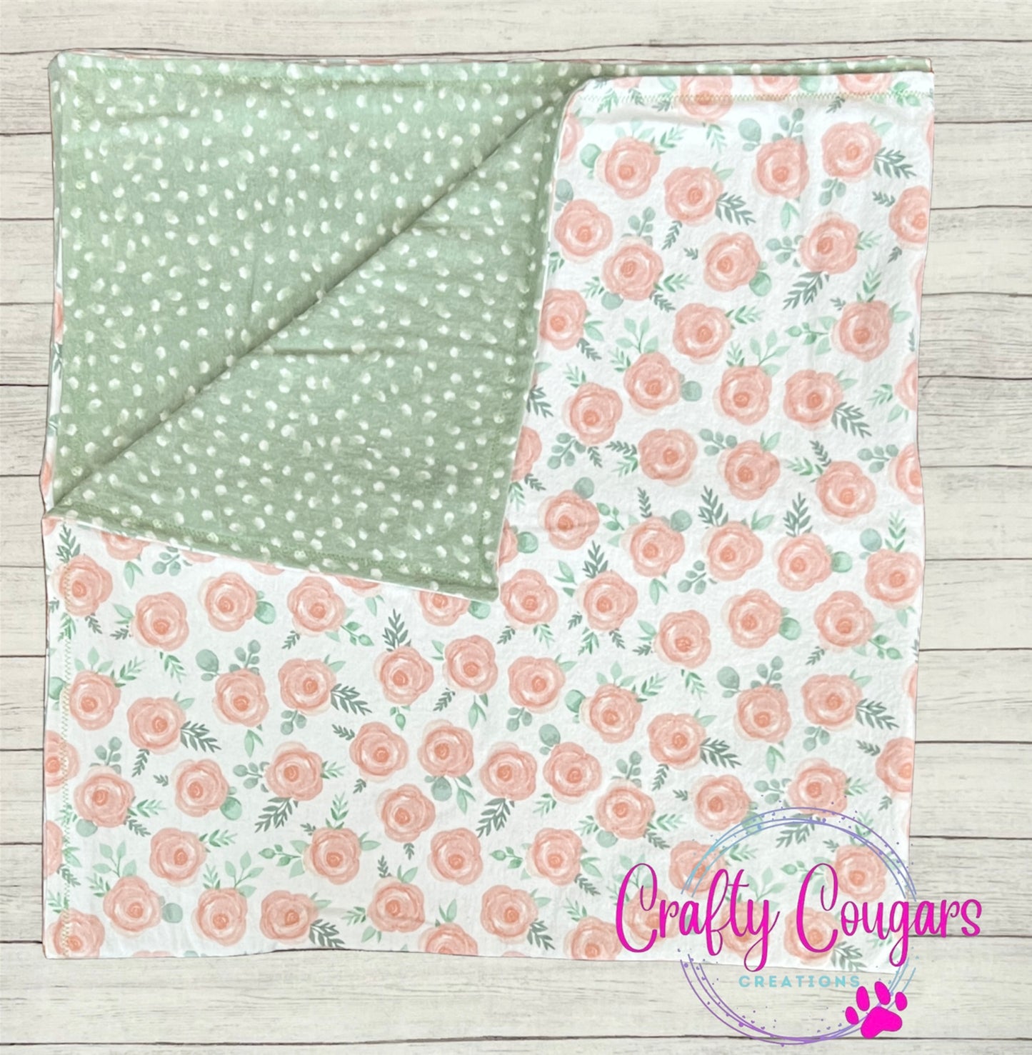 Sage and Floral Baby Blanket