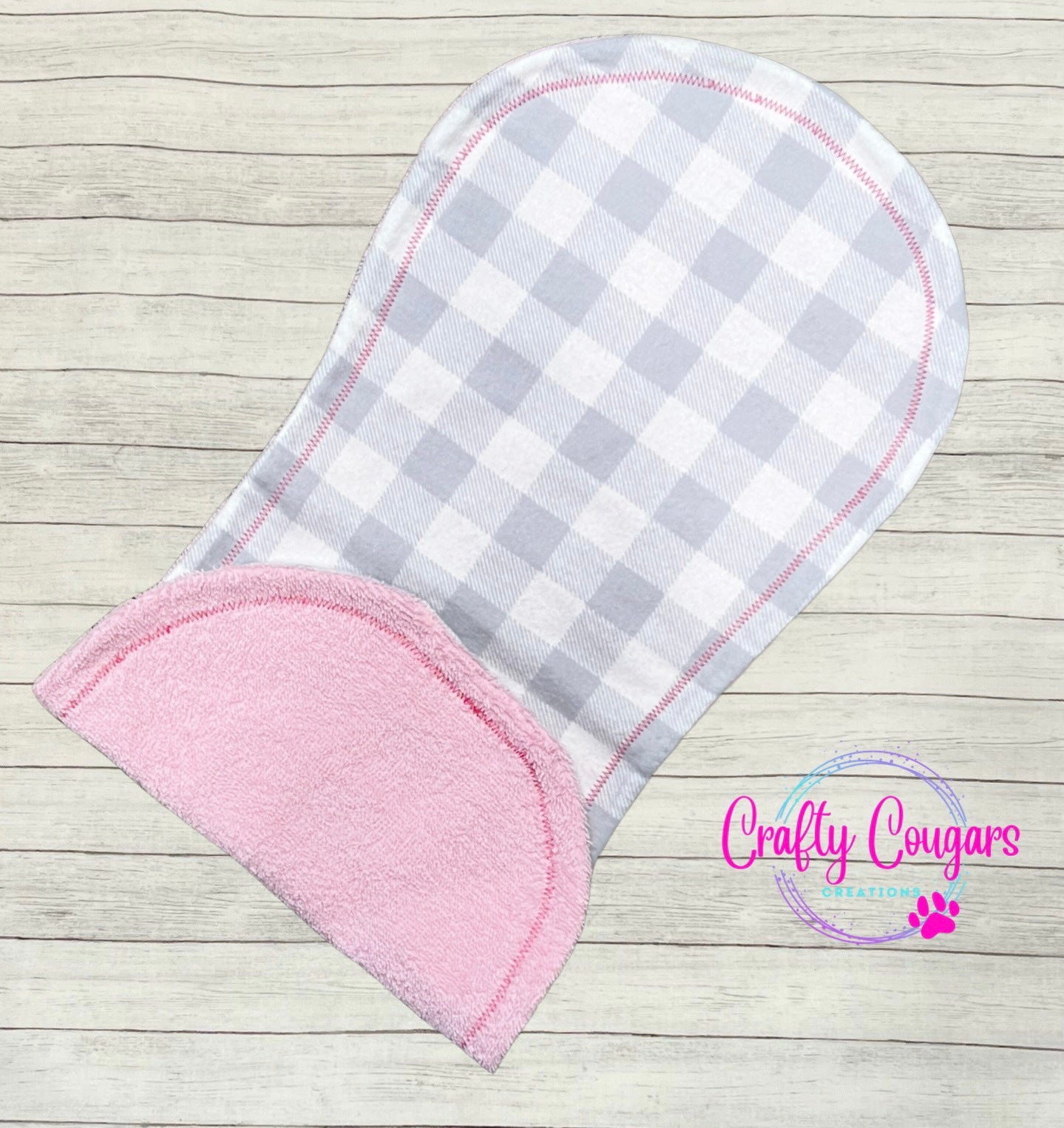Gray and White Buffalo Plaid Burp Rag