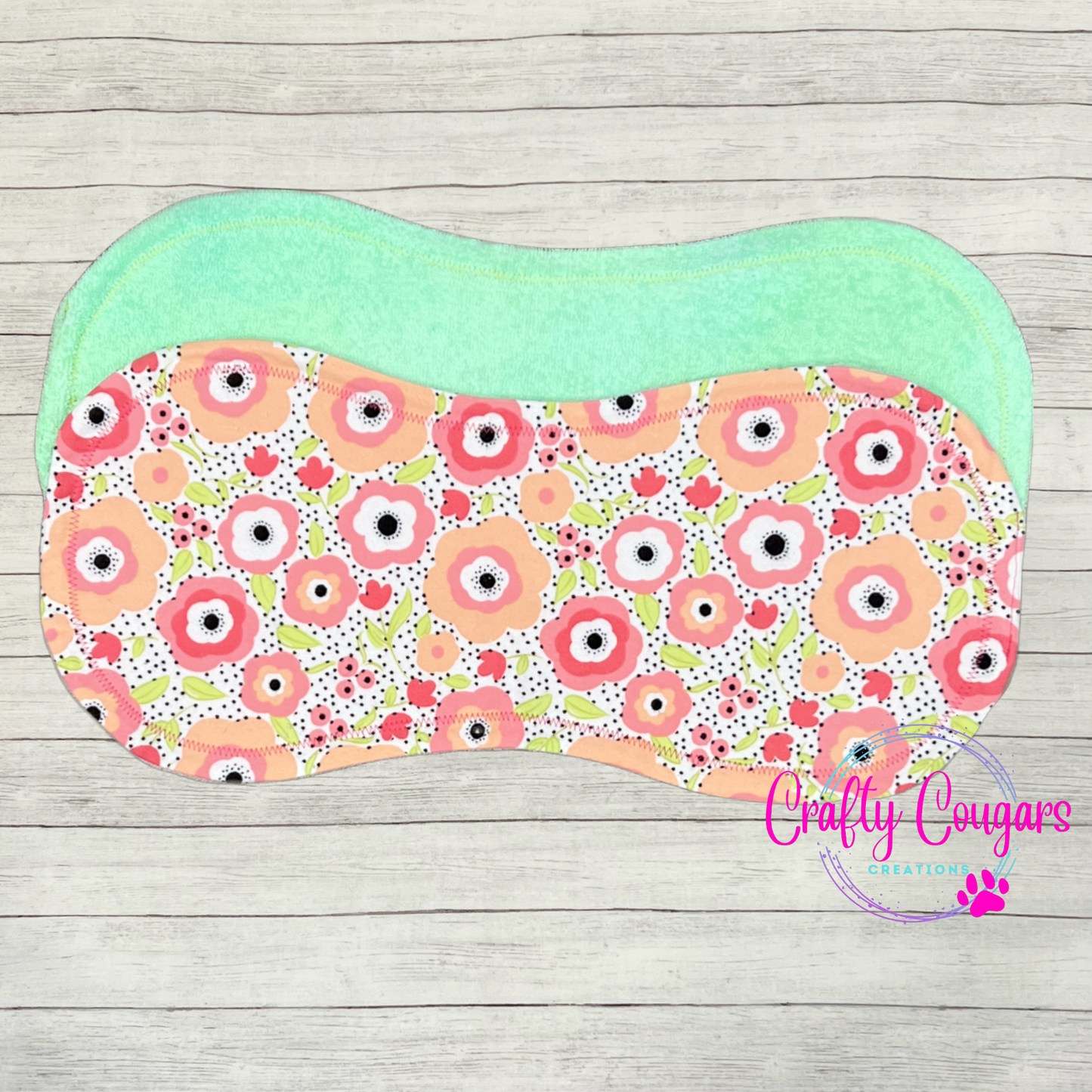 Pink and Coral Floral Burp Rag