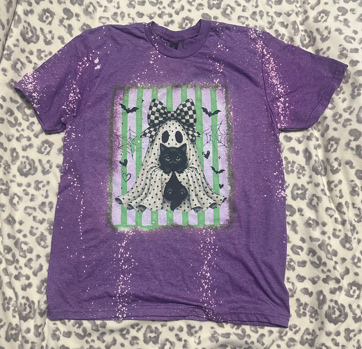 Ghost holding black cat T-shirt