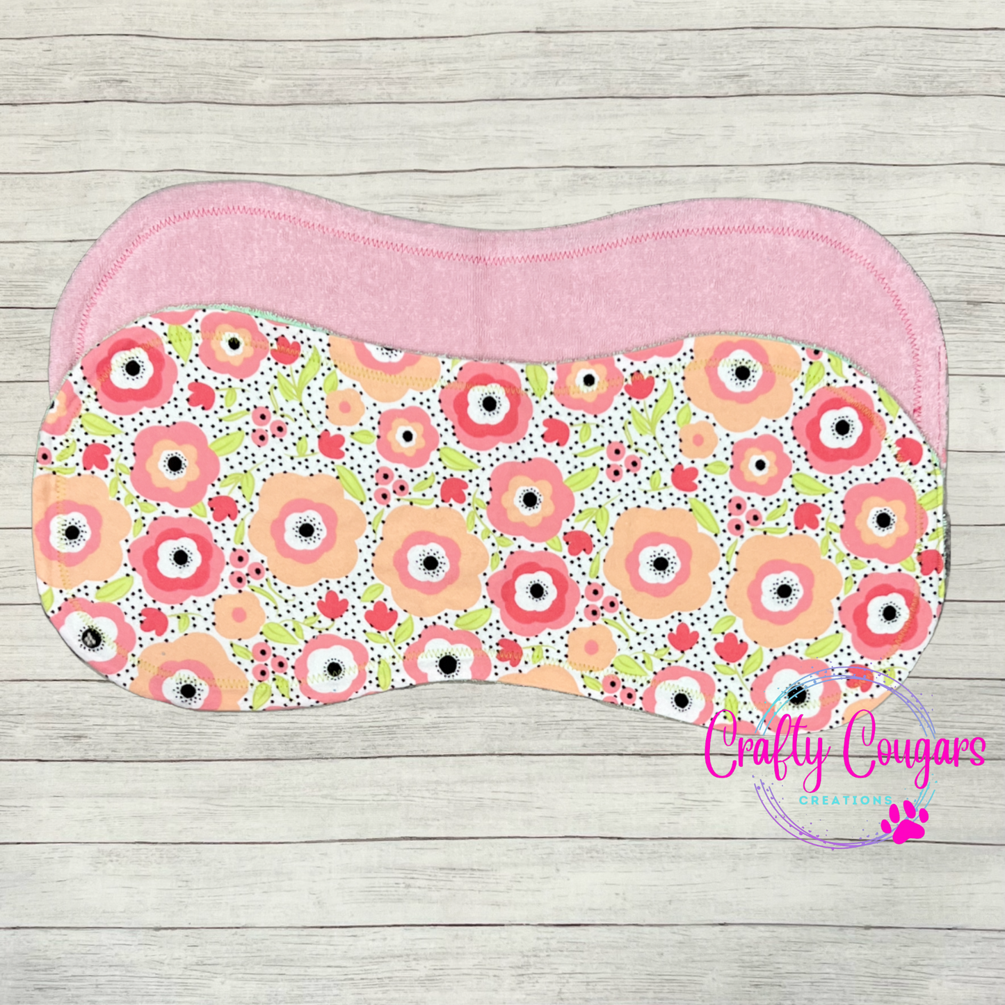 Pink and Coral Floral Burp Rag