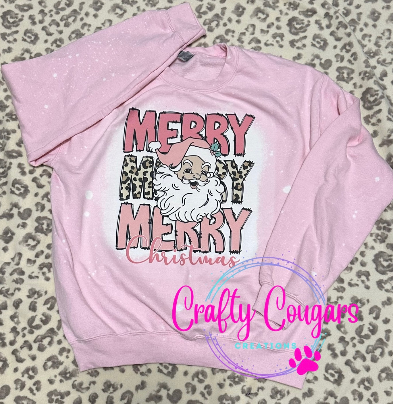 Pink Merry Merry Merry Christmas Sweatshirt