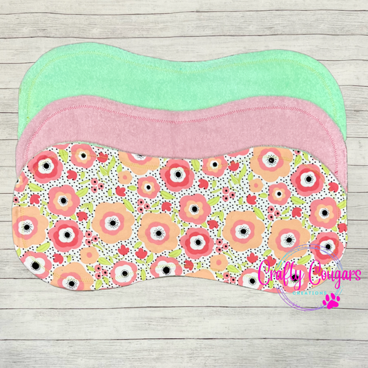 Pink and Coral Floral Burp Rag