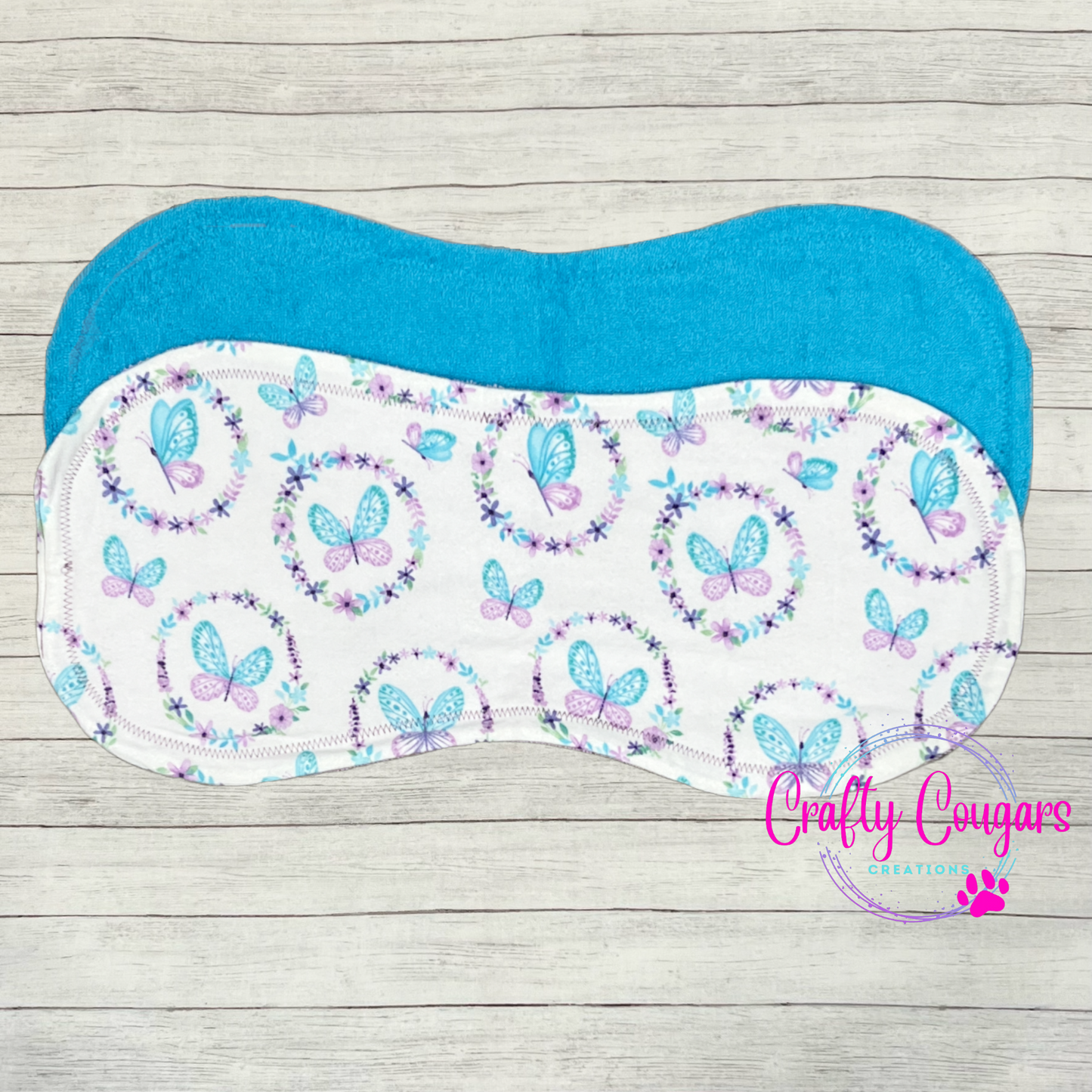 Purple and Turquoise Butterflies Burp Rag