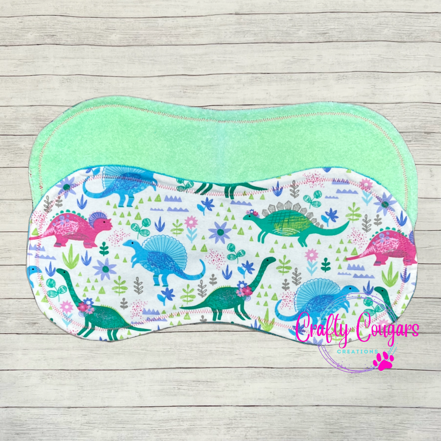 Colorful Girl Dinosaurs Burp Rag