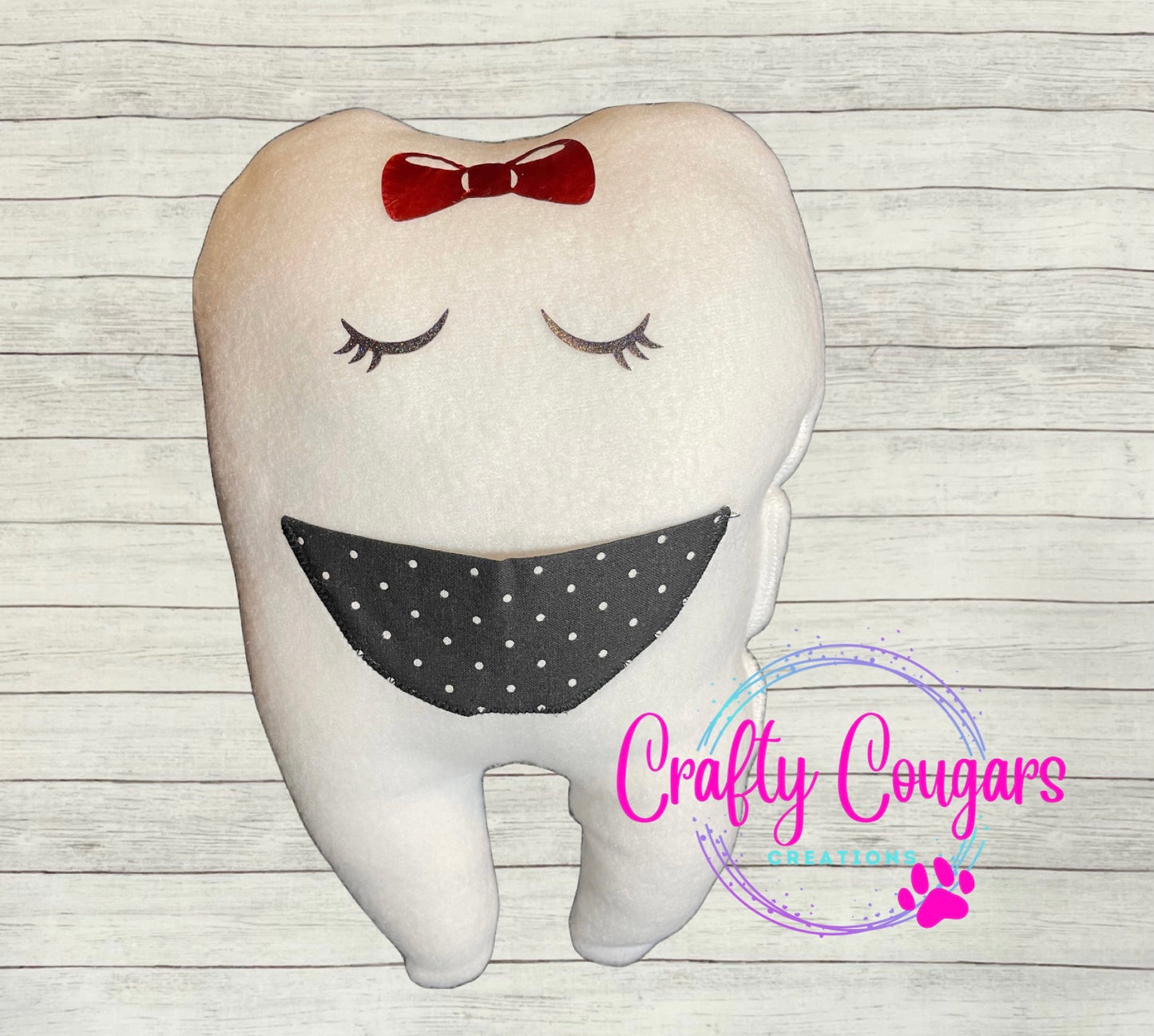 Black with White Polka Dots Tooth Fairy Pillow