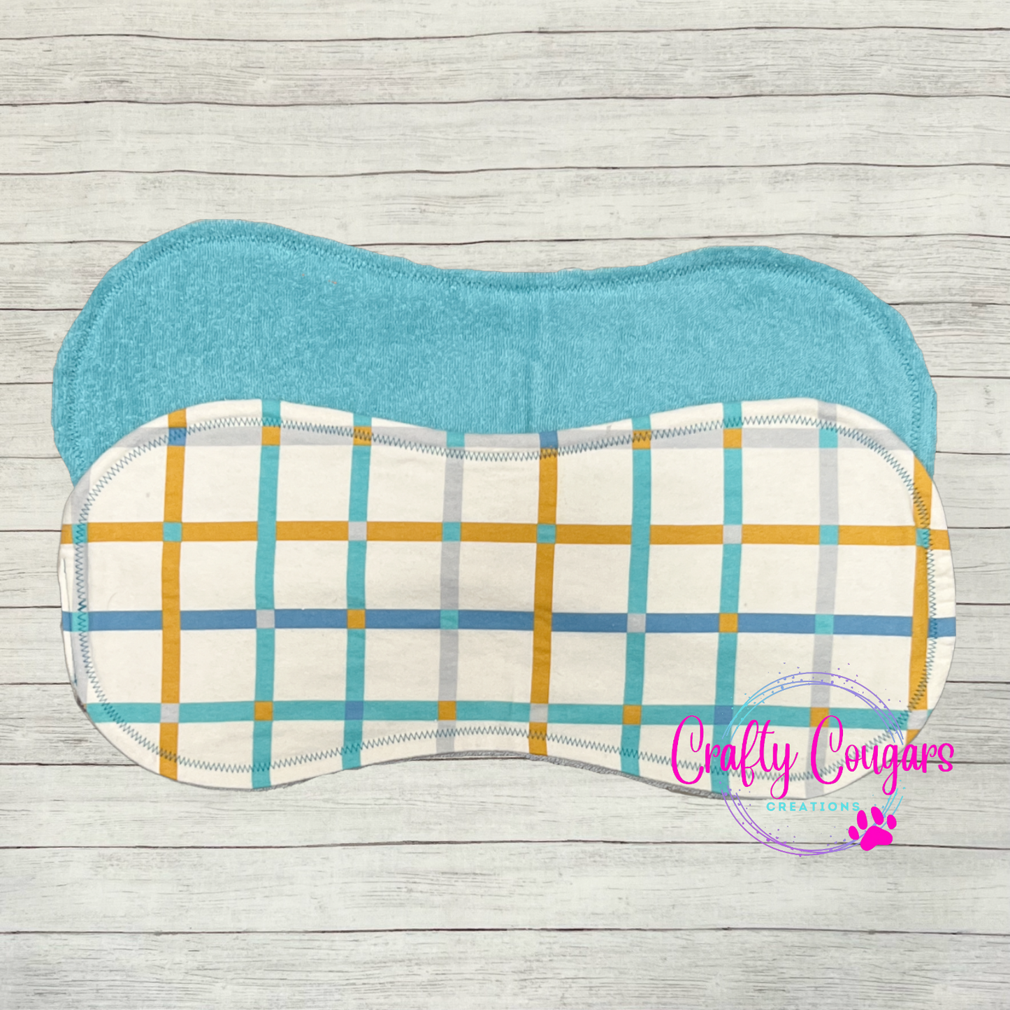 Blue and Gold Plaid Burp Rag