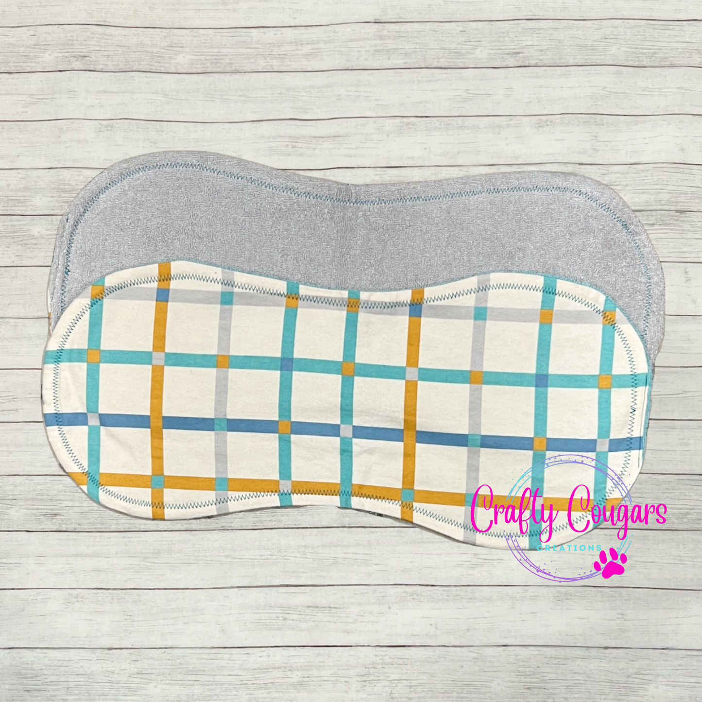 Blue and Gold Plaid Burp Rag