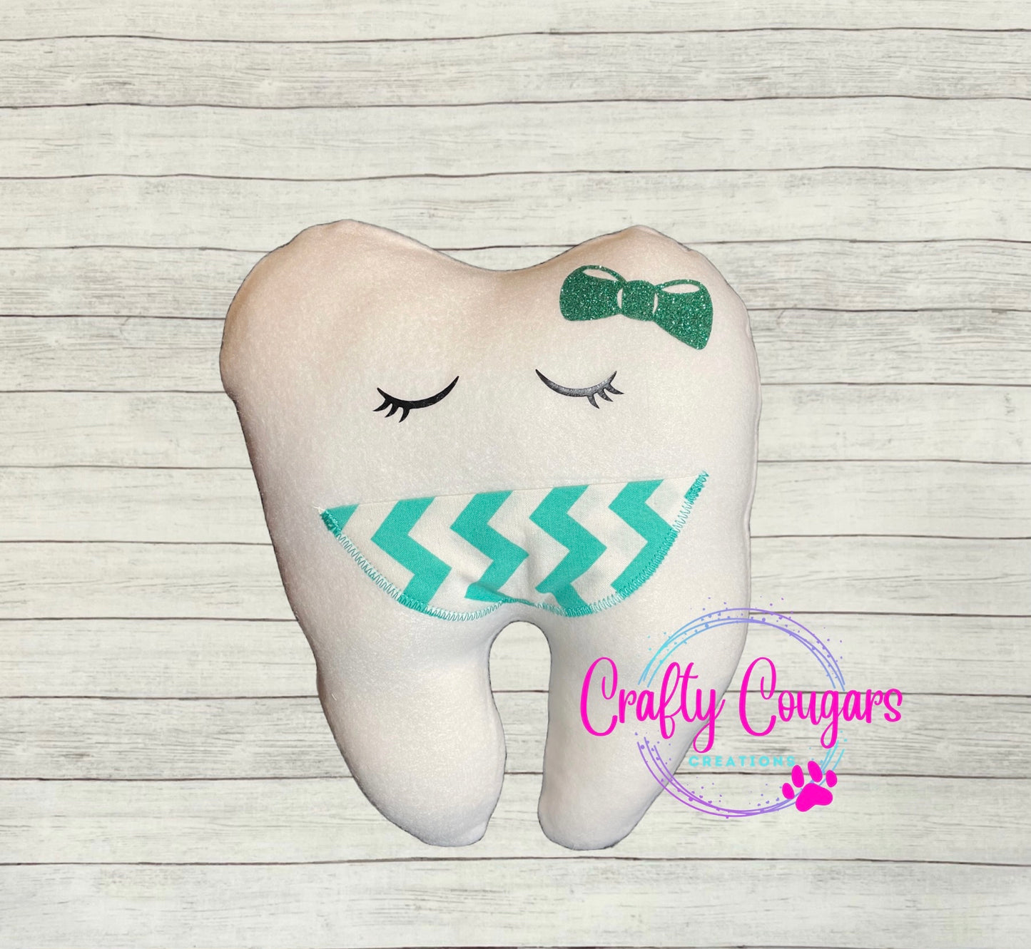 Teal and White Chevron Tooth Fairy Pillow