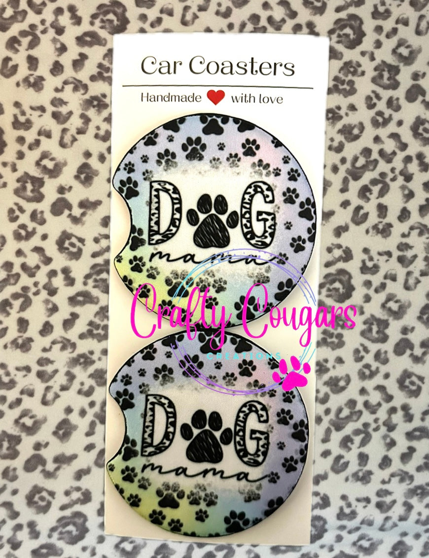 Dog Mama paw prints Car Coasters