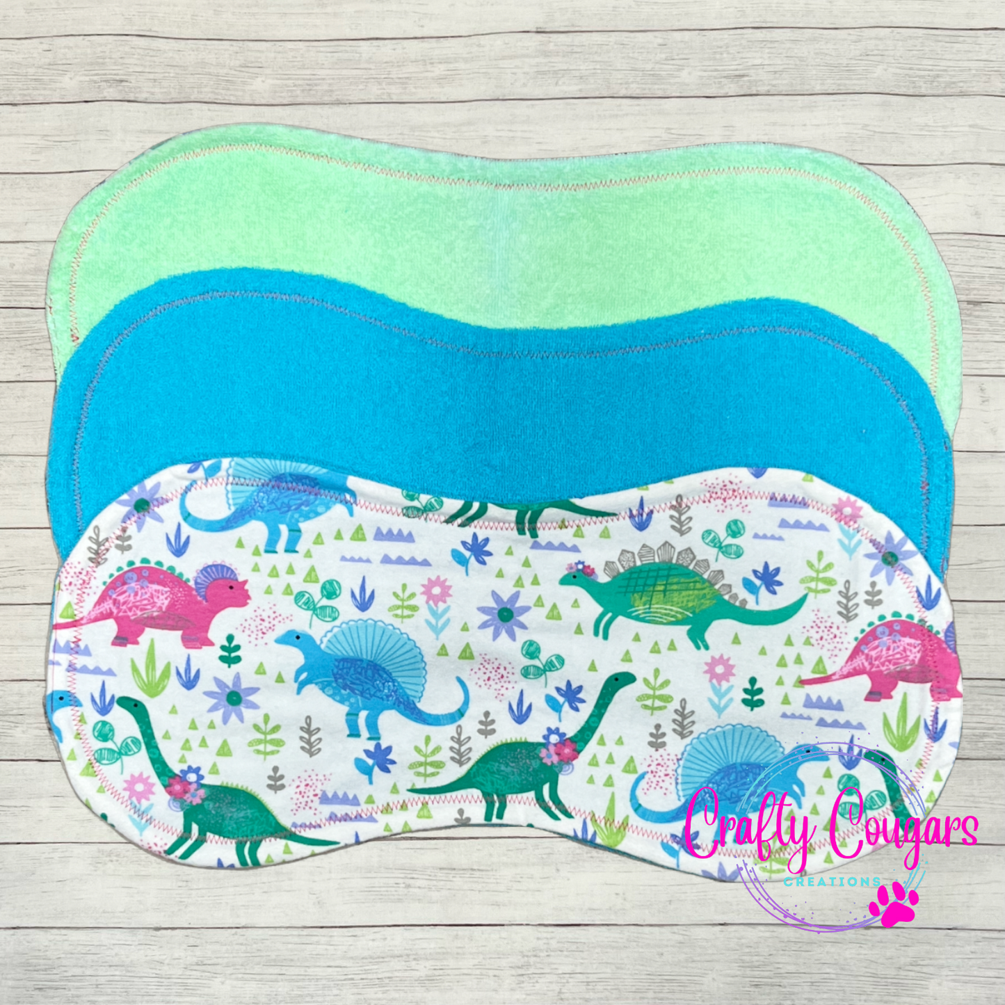 Colorful Girl Dinosaurs Burp Rag