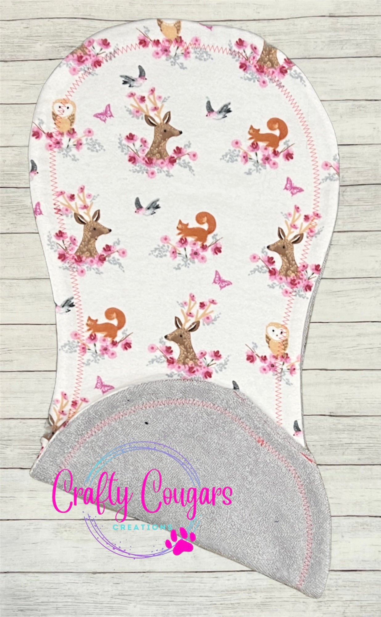 Floral Woodland Animals Burp Rag