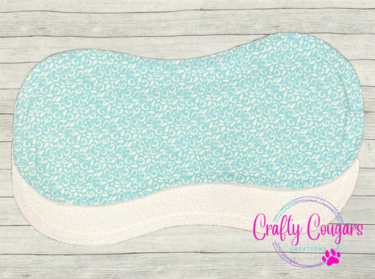 Teal with White Paisley Burp Rag