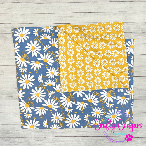 Blue and Gold Daisies Baby Blanket