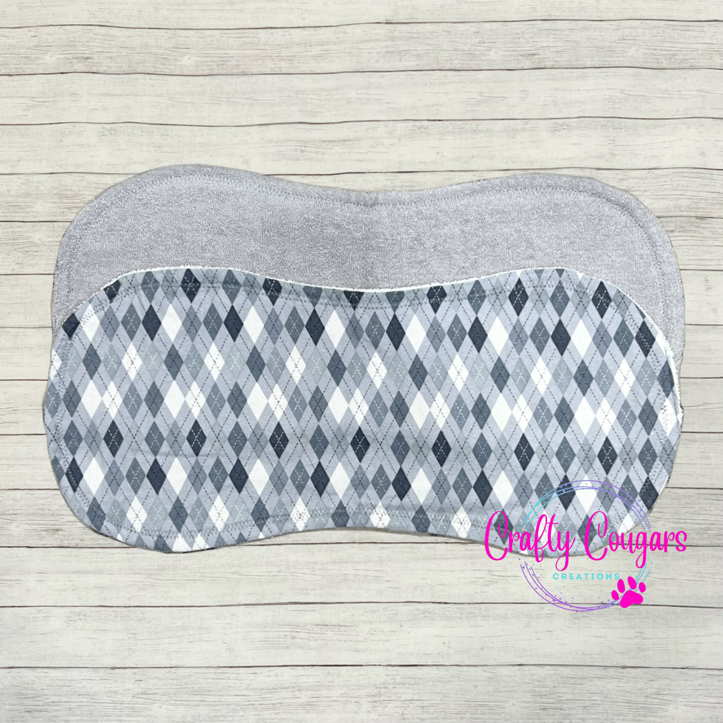 Gray and White Checkered Burp Rag