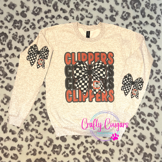 Columbiana Clippers Checkered Bow Sweatshirt