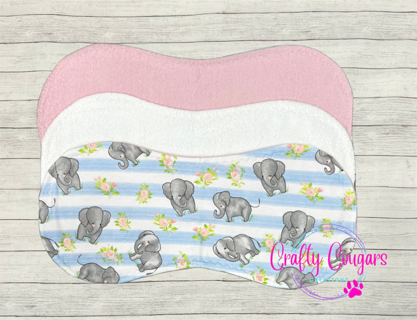 Floral Elephants Burp Rag