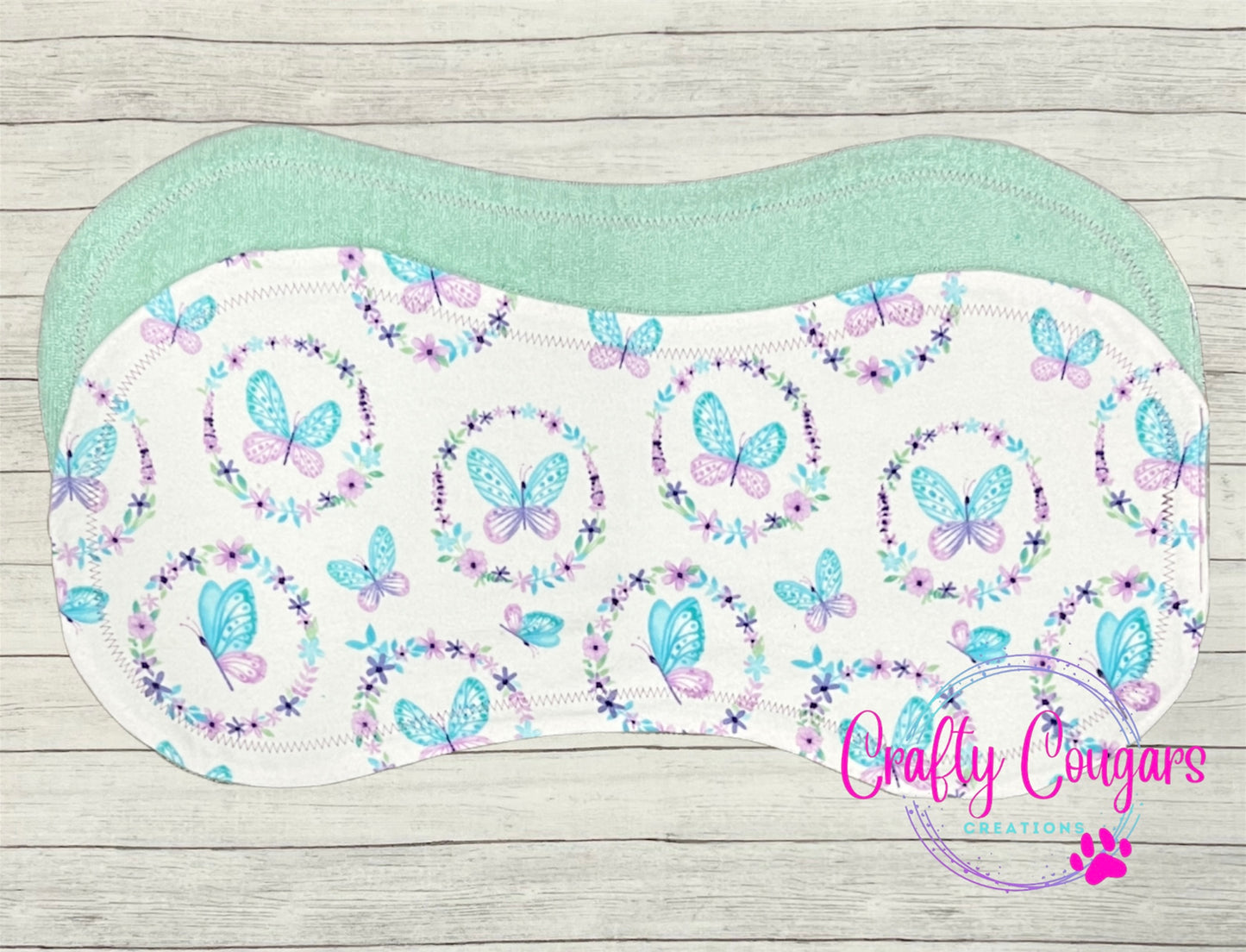 Purple and Turquoise Butterflies Burp Rag