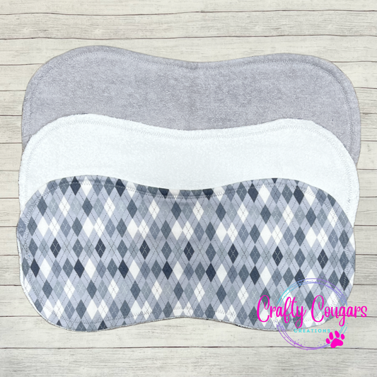 Gray and White Checkered Burp Rag