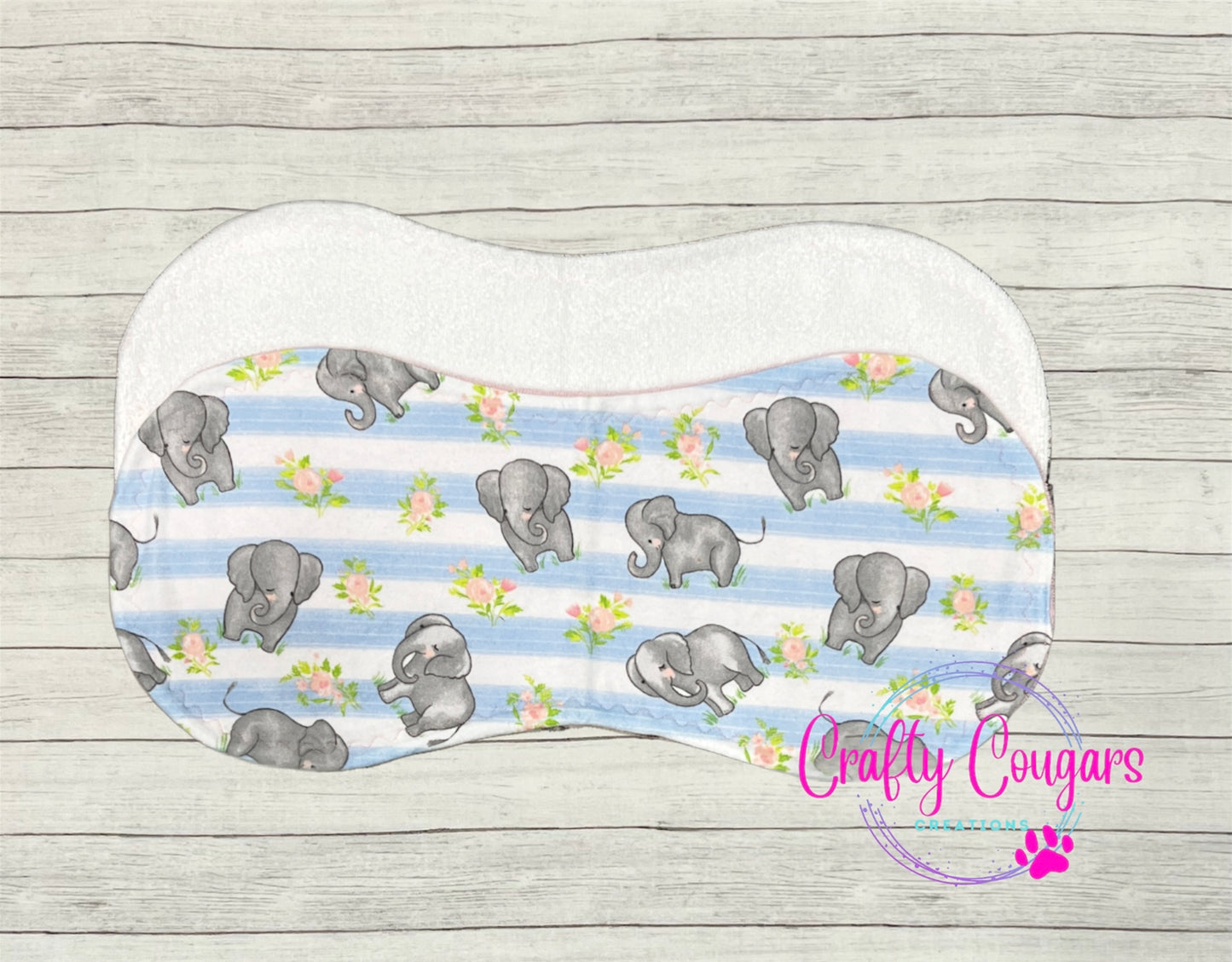 Floral Elephants Burp Rag