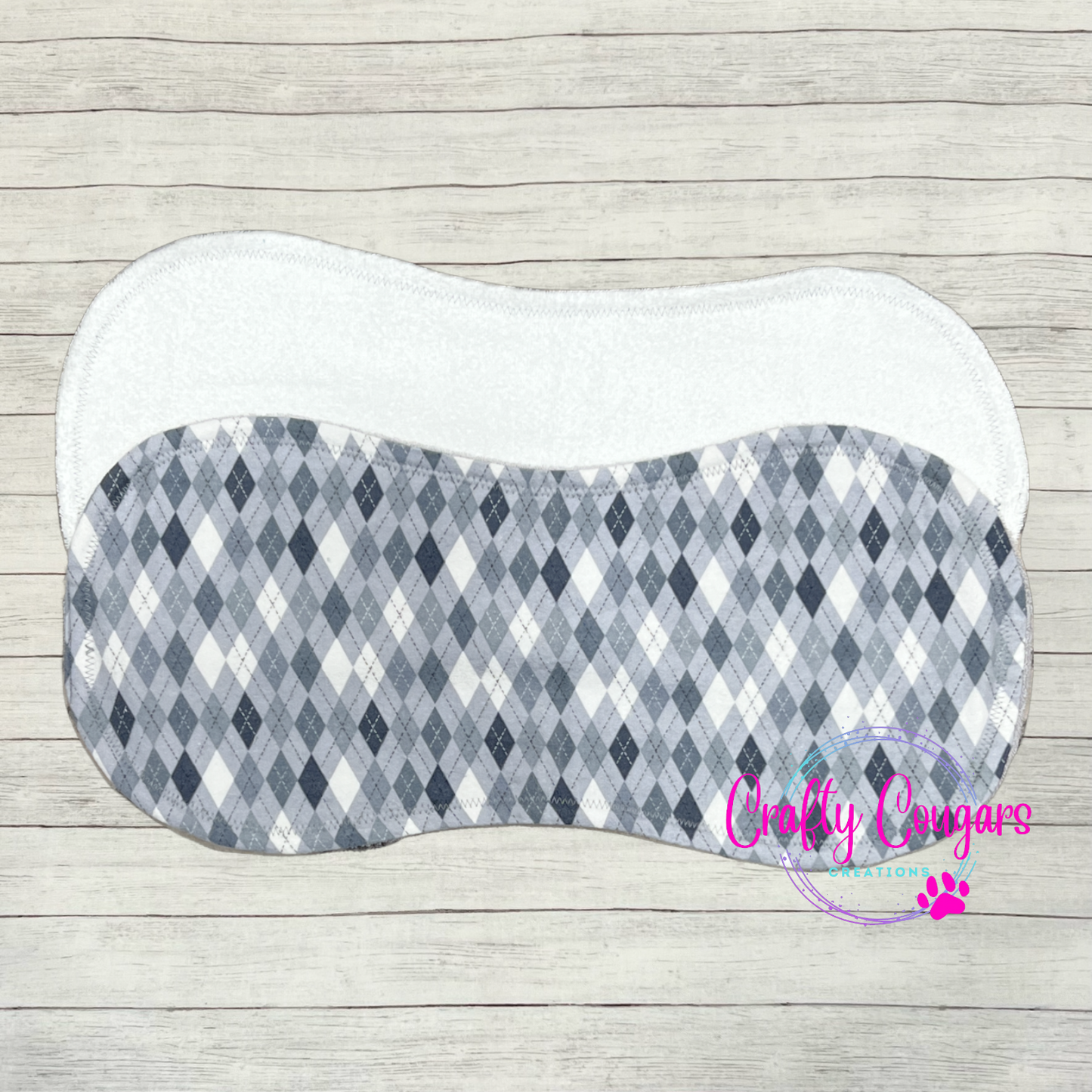 Gray and White Checkered Burp Rag