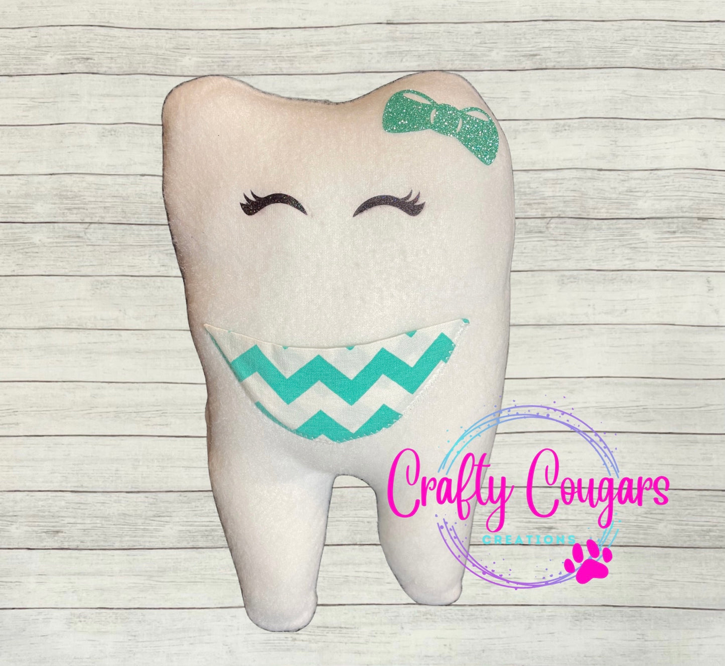 Teal and White Chevron Tooth Fairy Pillow