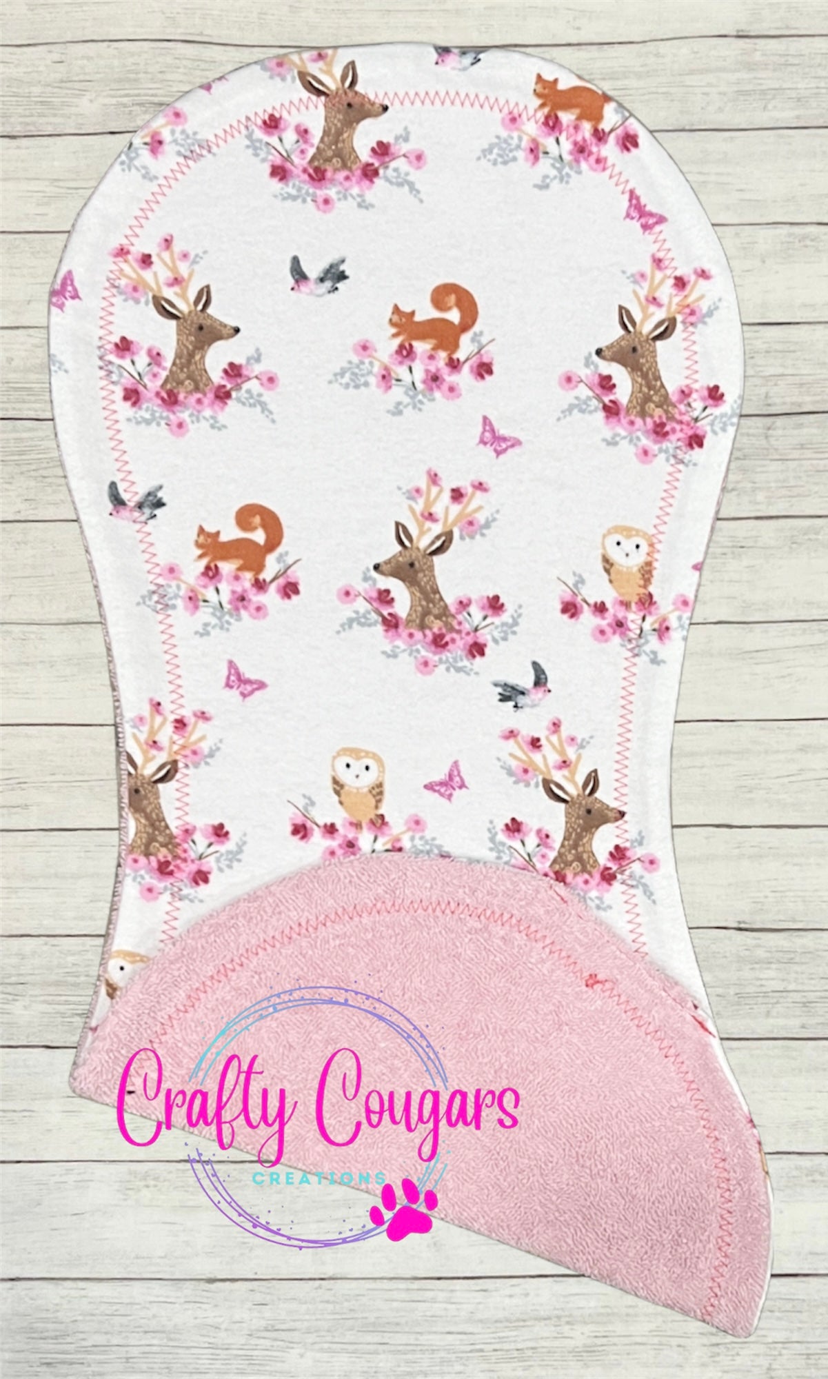 Floral Woodland Animals Burp Rag