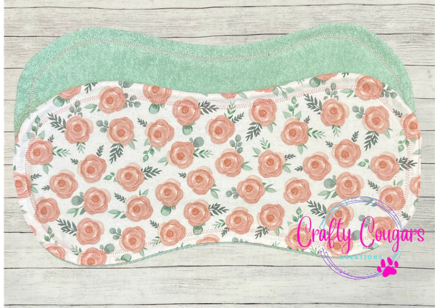 Sage and Pink Floral Burp Rag