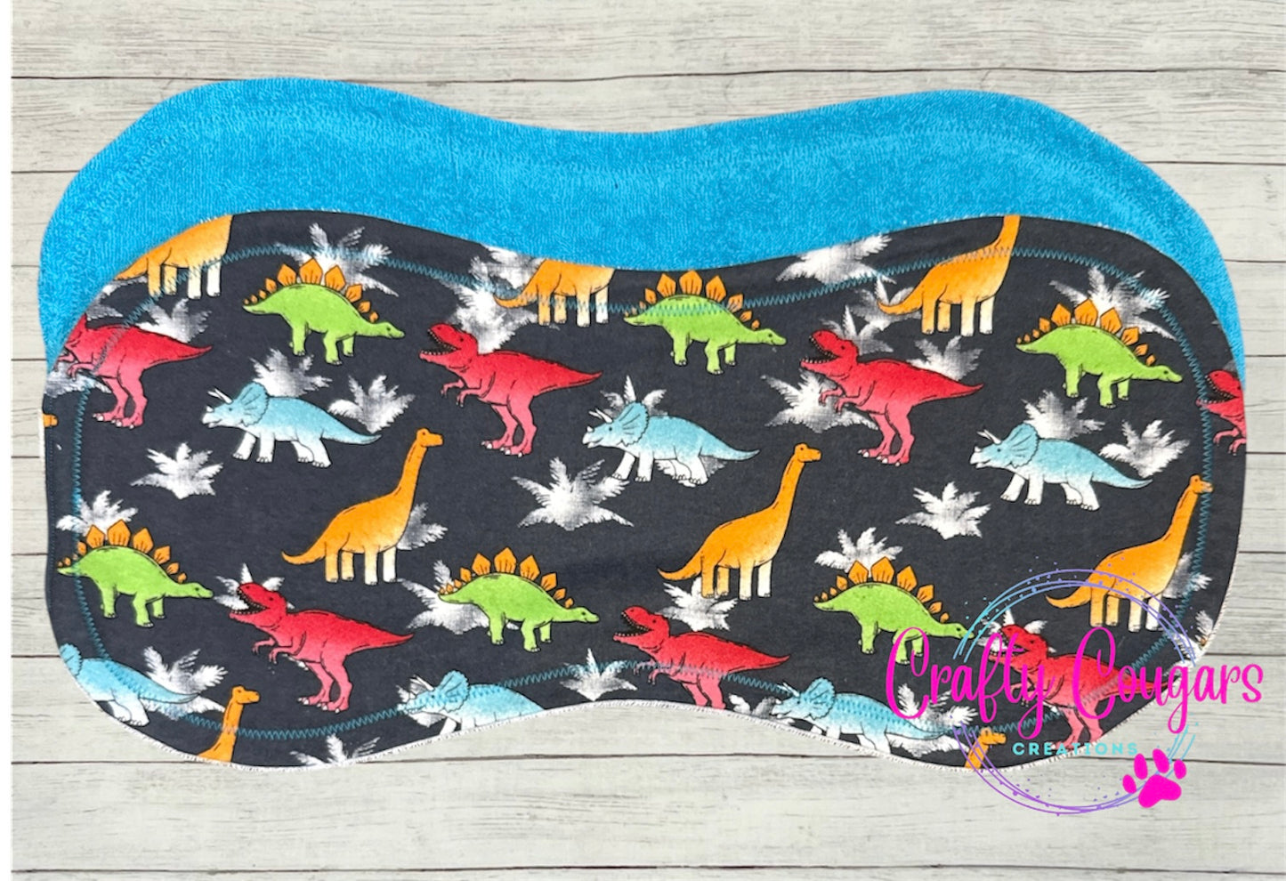 Colorful Dinos on Gray Burp Rag