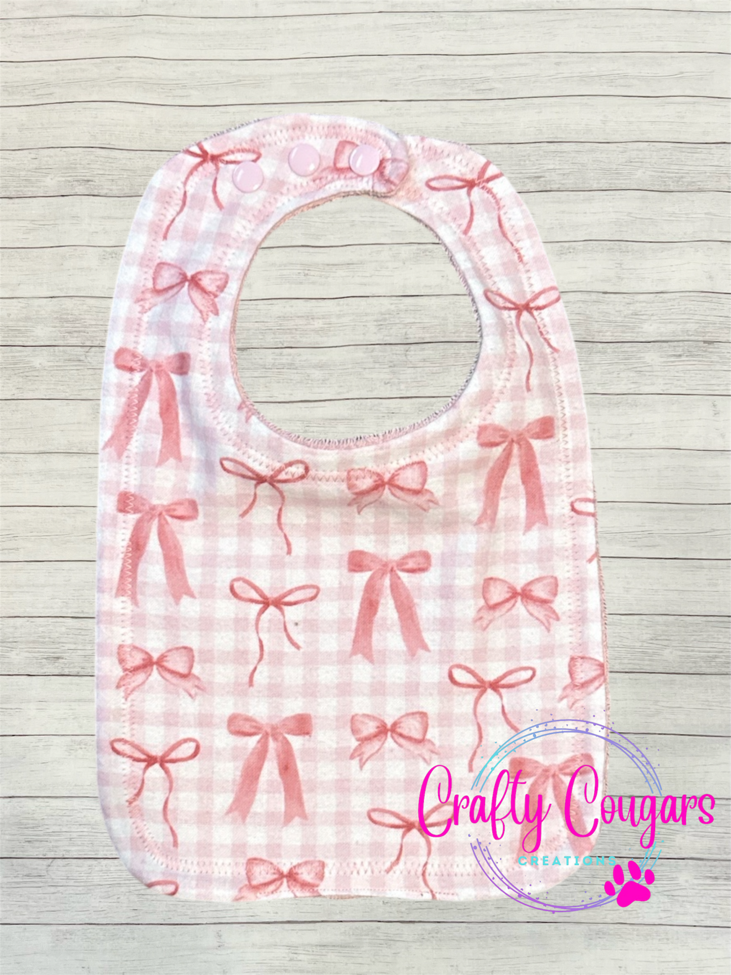 Pink Bows on Gingham Bib