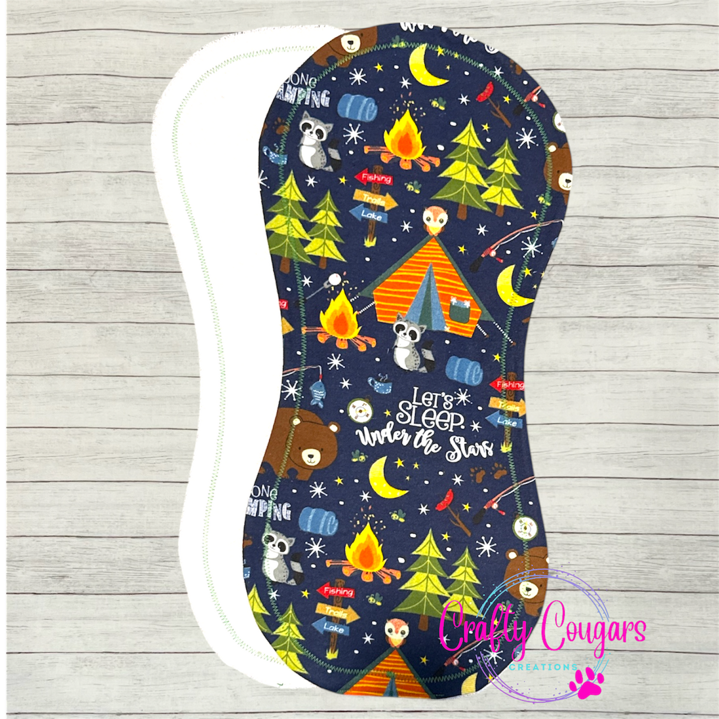 Let’s Go Camping Burp Rag