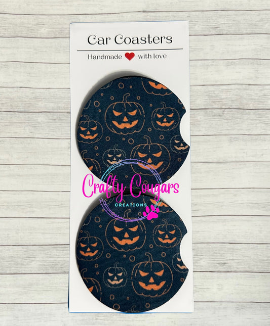 Glowing Pumpkins Car Coasters