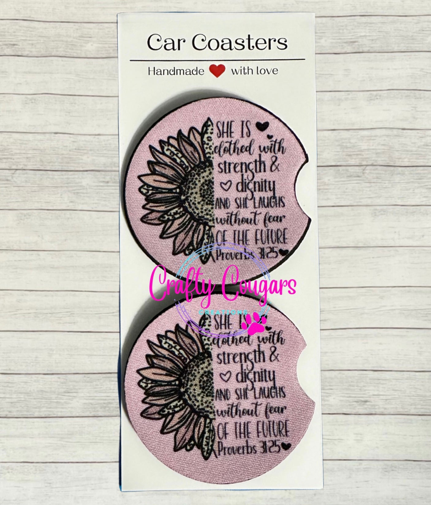 Proverbs 31:25 Car Coasters