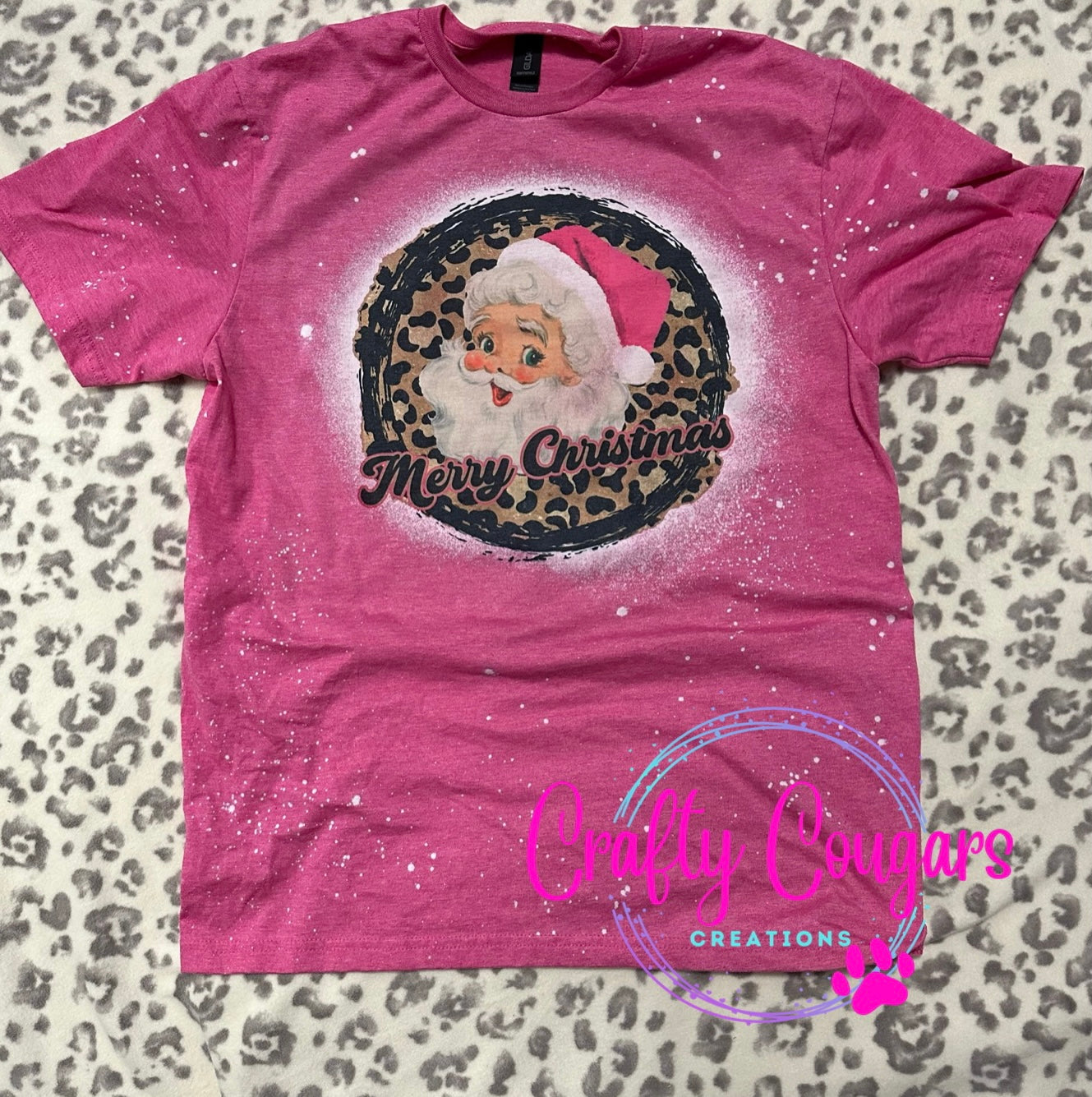 Hot Pink cheetah Santa T-Shirt