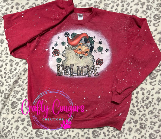 Believe in Santa Cowhide- Red or Green Sweatshirt